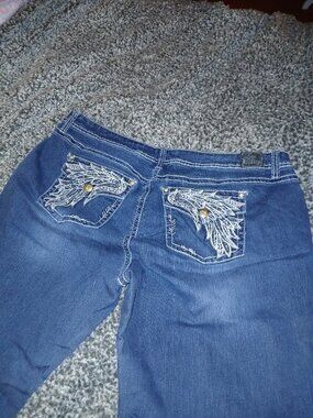 Womens Plus Love Indigo Size 20 Bling Embroidered Pockets Blue Jeans